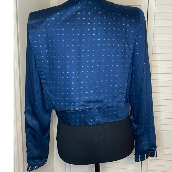 80s Vintage Platinum by Dorothy‎ Schoelen Cropped Navy blue Jacket sailor collar - Picture 6 of 10